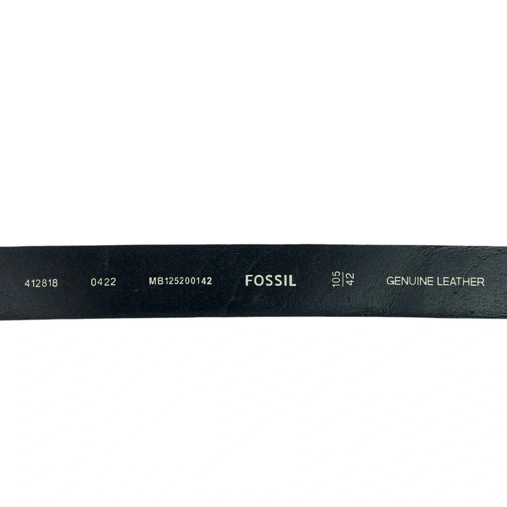 Fossil Men’s Leather Belt Black Size 42 Genuine Leather Silver Buckle‎